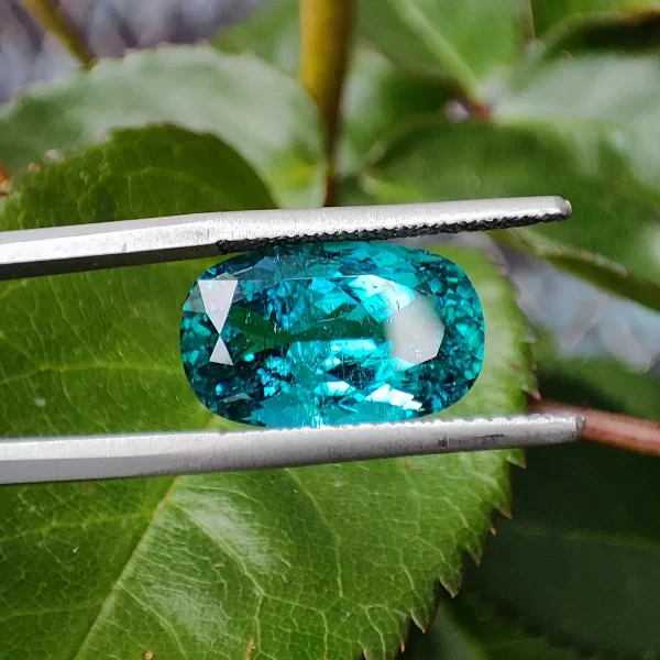 Tourmaline Indicolite couleur Paraiba - Taille Coussin Facett (9.61 ct)